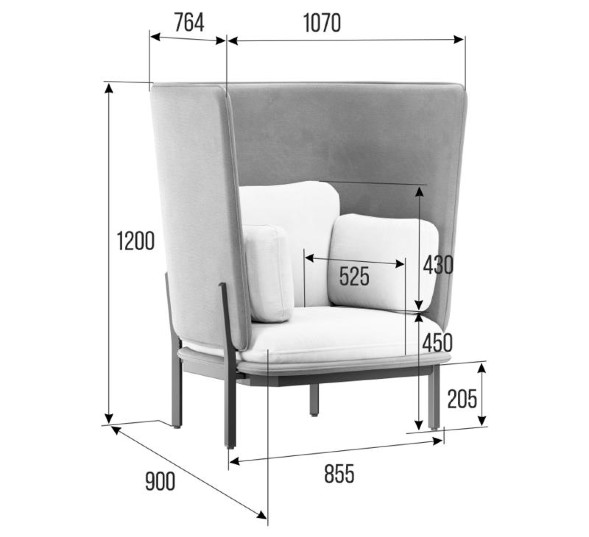 Стато Диван одноместный с высокой спинкой STA-01 1070*900*1200