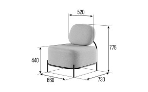 Jive Диван одноместный JVE-1 670*720*770