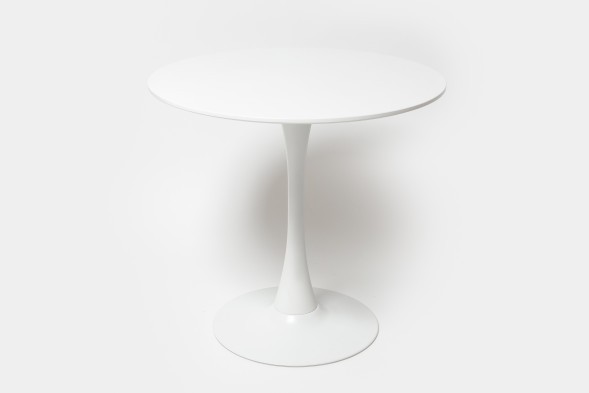 Стол Barneo T-3 Tulip style, MDF, H-75cm - круг диаметр 80см, RAL9003 белый, каркас RAL9003 белый