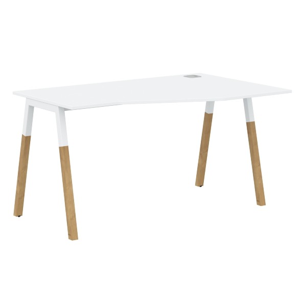 Стол FCT 1367(R) Белый Премиум/Белый-Бук 1380х900(670)х733 FORTA в Казани 