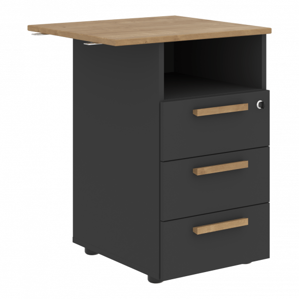 Тумба приставная FLC-3D.2 Дуб Гамильтон/Черный графит 570х504х733 FORTA